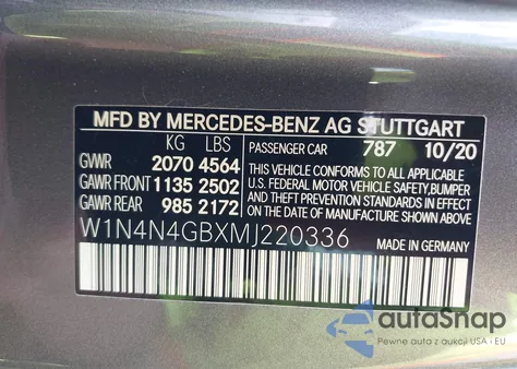 2021 Mercedes-Benz Gla 250 z USA, uszkodzony, nr VIN W1N4N4GBXMJ220336